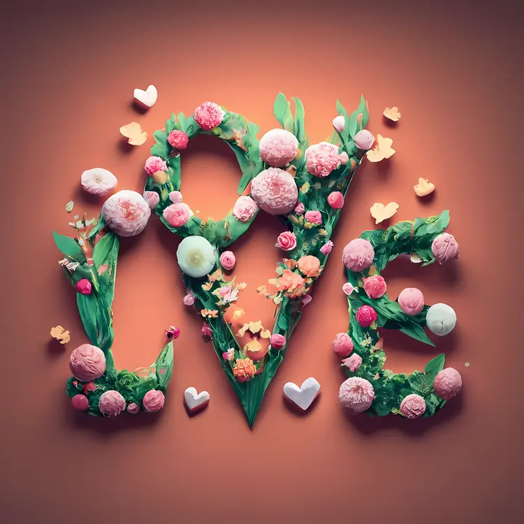 Floral LOVE Letters with Hearts