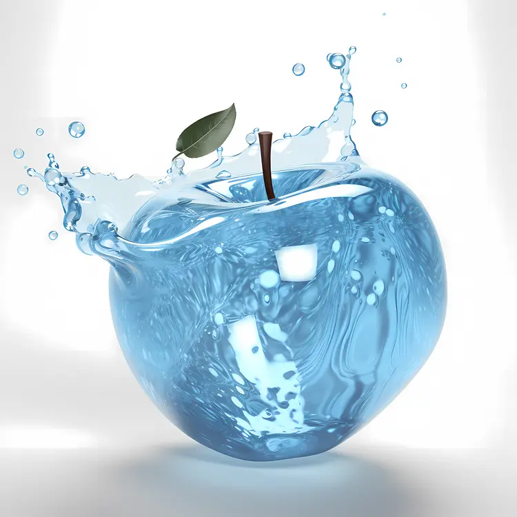 Surreal Blue Apple with Water Splash