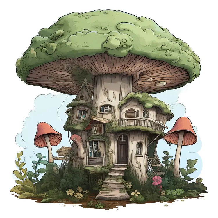 Magical Mushroom House in a Fantasy Setting