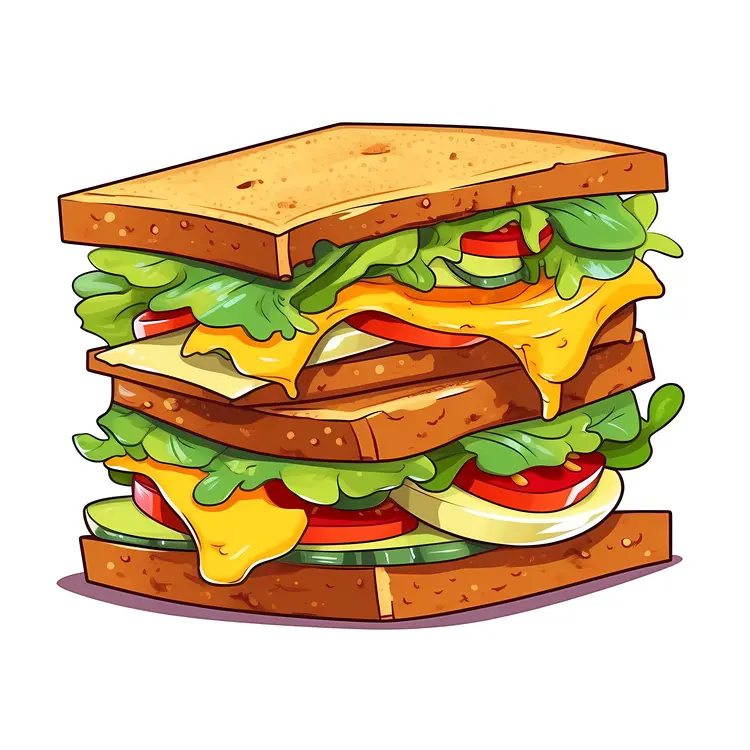 Triple Layer Sandwich with Melted Cheese