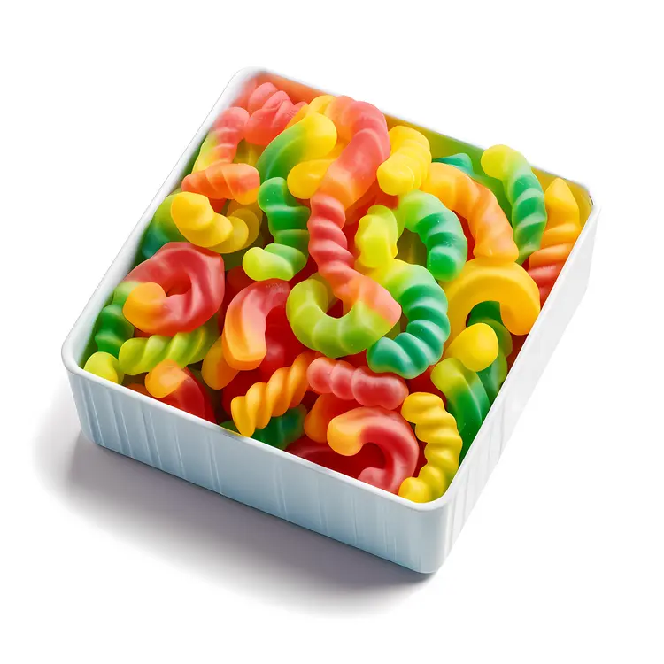 Colorful Gummy Worms in a Box