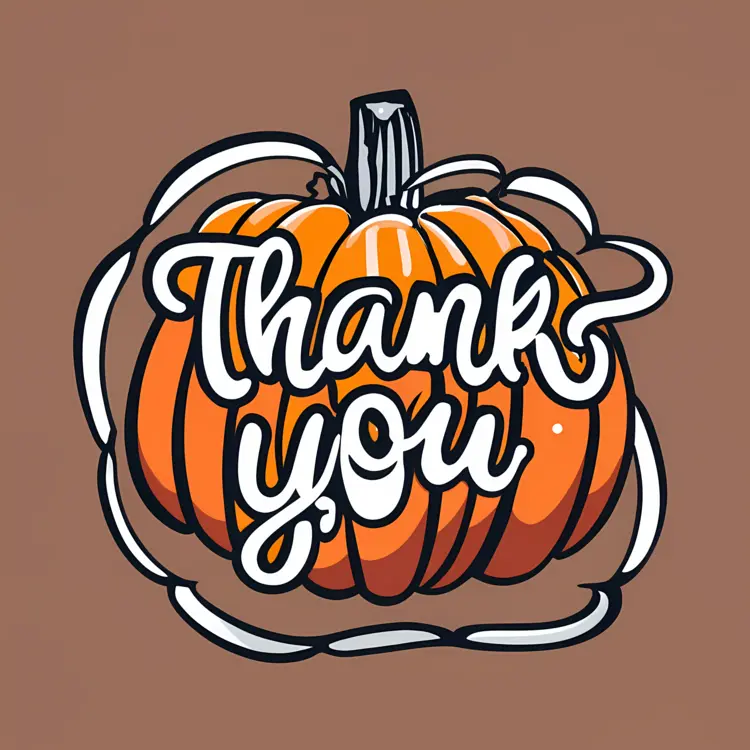 Thank You Message on a Pumpkin with Simple Background