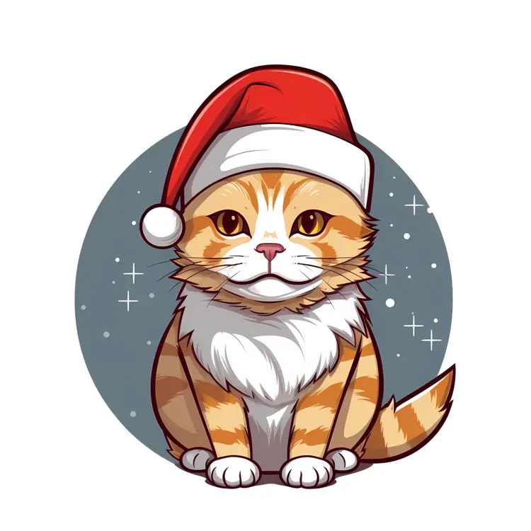 Cute Christmas Cat with Santa Hat
