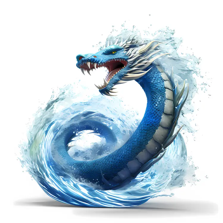 Blue Water Dragon in Mythical Fantasy