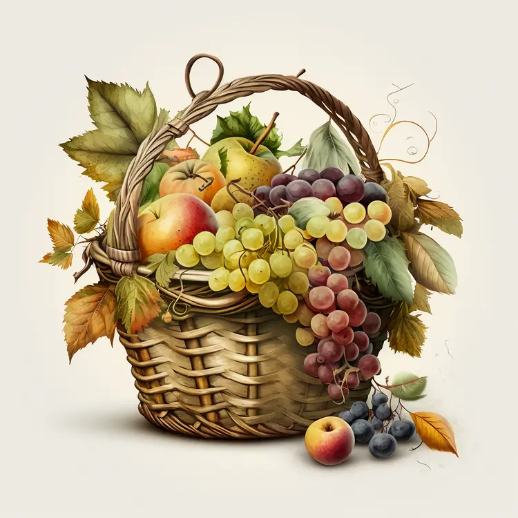 Beautiful Fruit Basket with Autumn Harvest