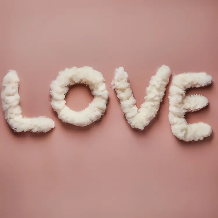 Fluffy LOVE Letters on Pink Background