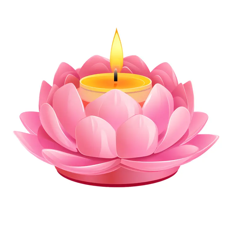 Pink Lotus Candle with Flame