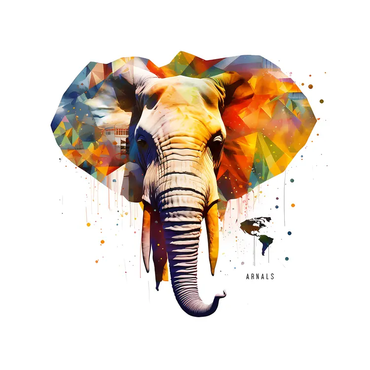 Colorful Geometric Elephant Art
