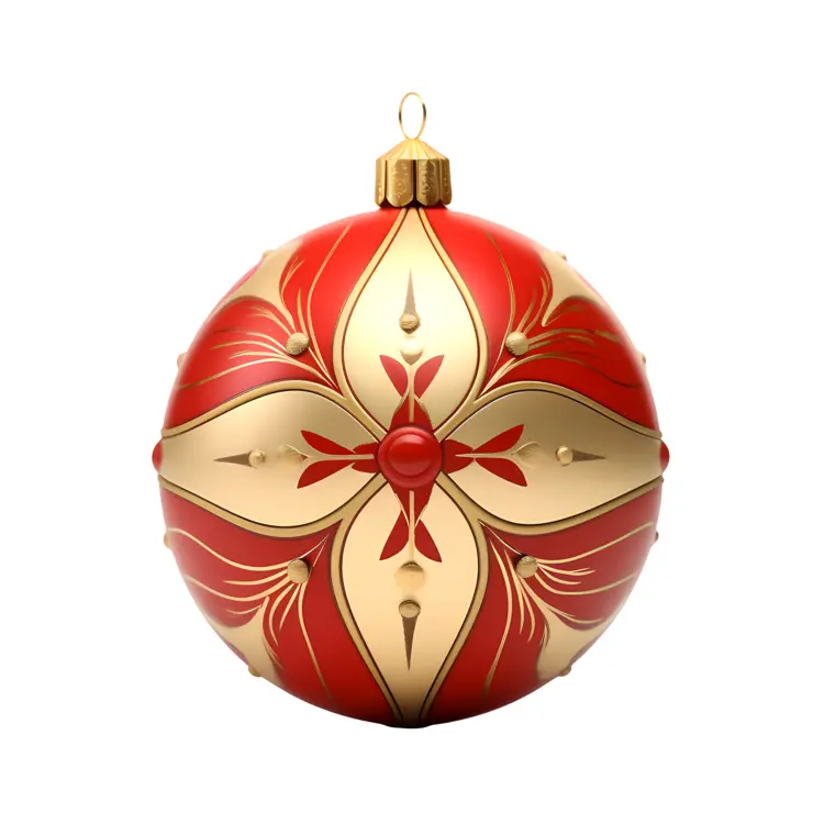 Red Christmas Ornament with Gold Patterns