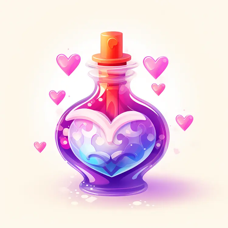 Colorful Love Potion with Hearts