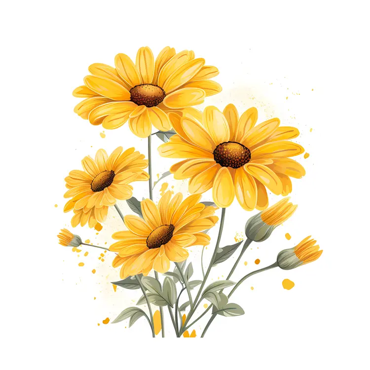 Yellow Flowers with Green Stems