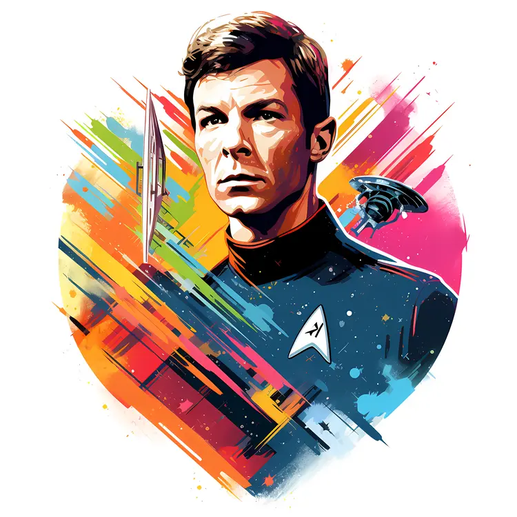 Futuristic Man in Uniform with Colorful Background