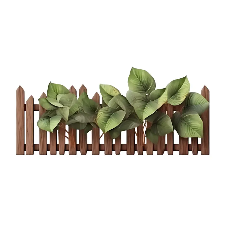 Wooden Fence with Green Leaves