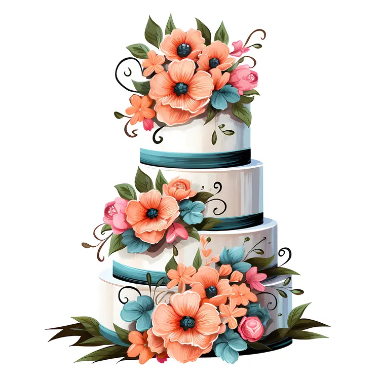 Beautiful Floral Cake with Colorful Flowers