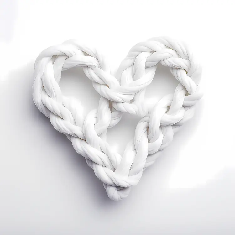 White Braided Heart