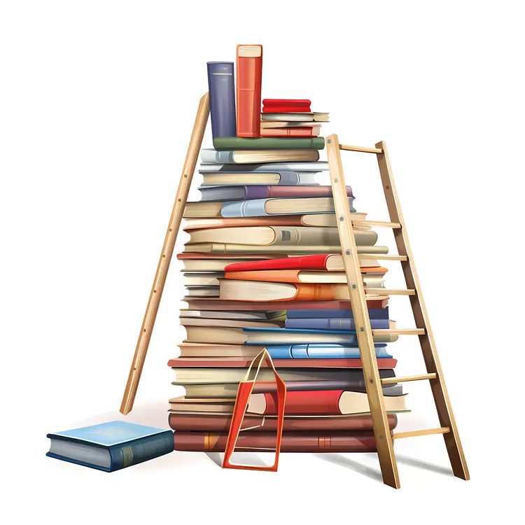Stack of Books with Ladder for World Book Day