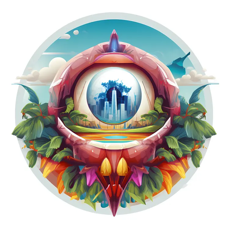 Futuristic Cityscape in Eye Illustration