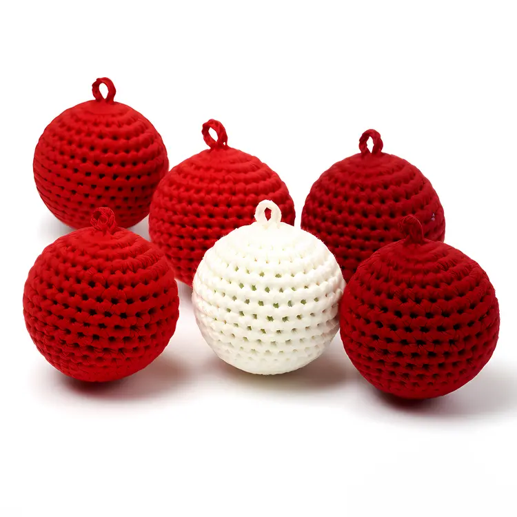 Red and White Crochet Balls