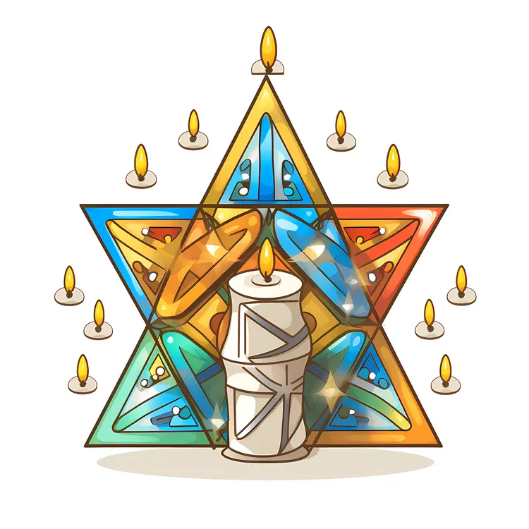 Colorful Star with Candles