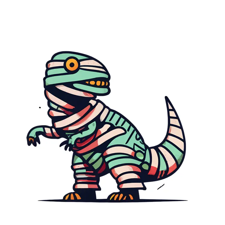 Dinosaur Mummy with Happy Haunting Message