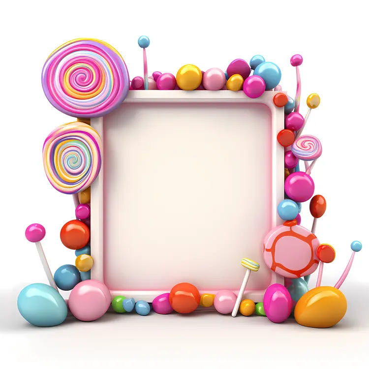 Vibrant Candy Frame with Lollipops and Sweets