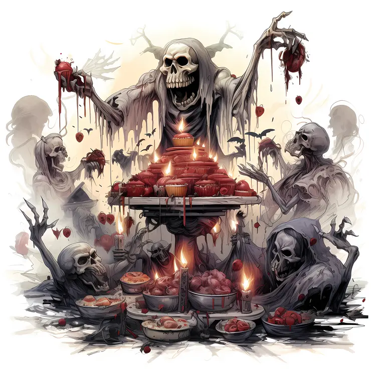Skeletons at a Spooky Feast