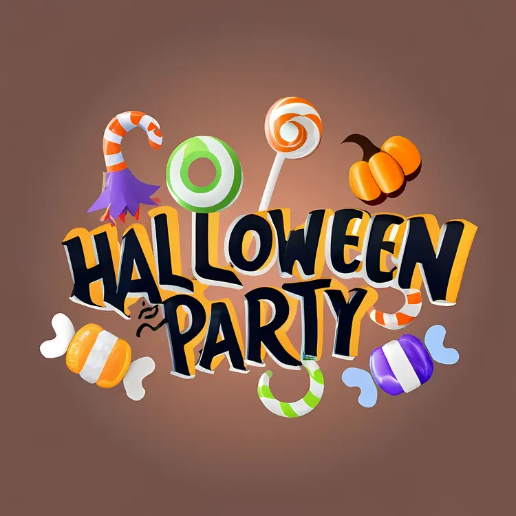 Halloween Party with Candy and Pumpkin