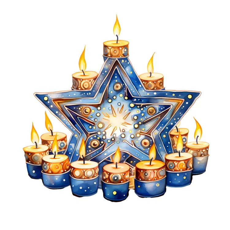 Blue Star with Candles Decoration