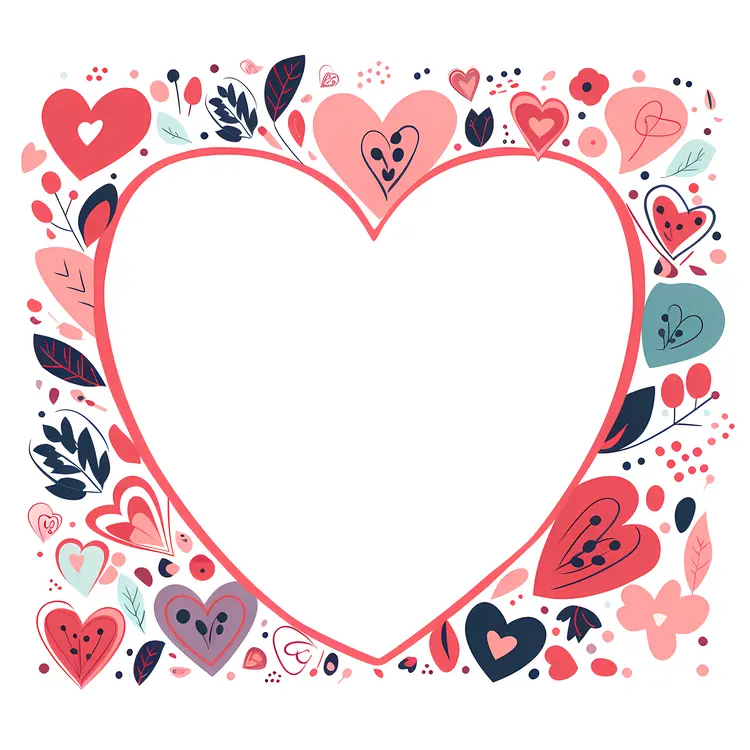 Cute Heart Frame with Doodles for Valentine's Day