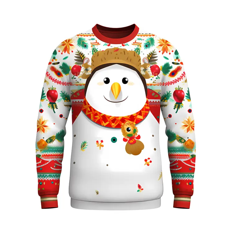 Festive Christmas Sweater with Snowman Design