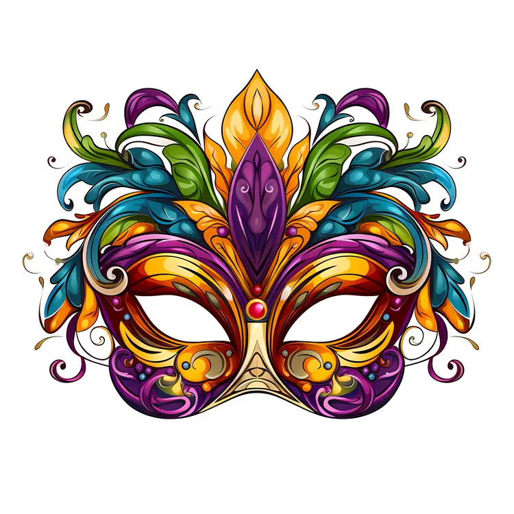 Colorful Decorative Mask with Feathers for Mardi Gras