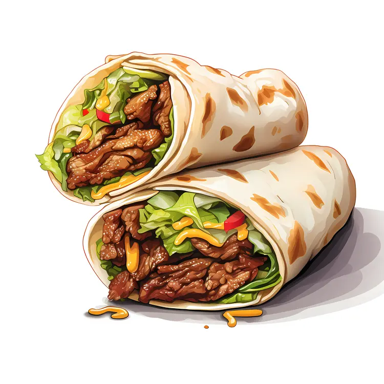 Beef Burrito with Lettuce and Cheese