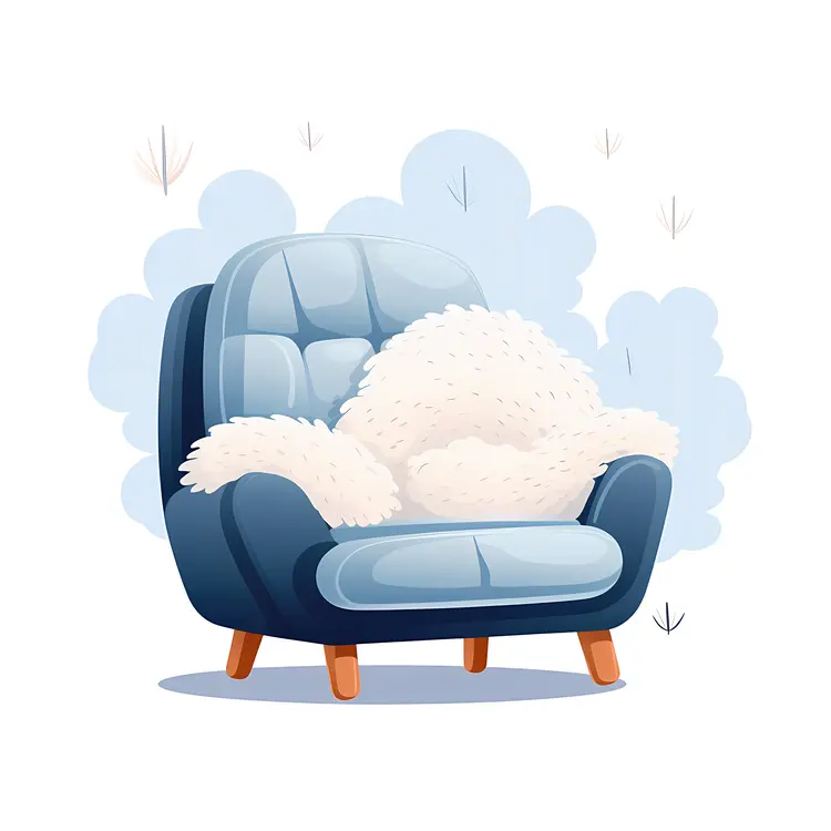 Blue Armchair with Cozy Blanket