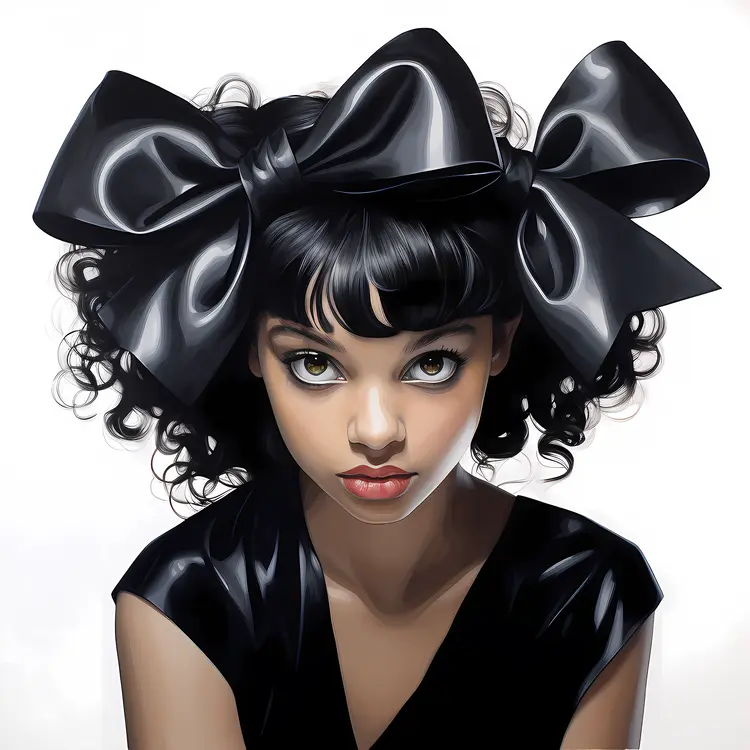 Girl with Big Black Bow