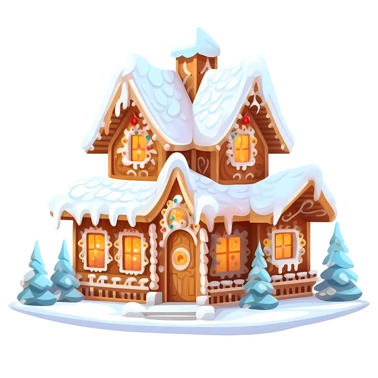 Gingerbread house with snowy roof