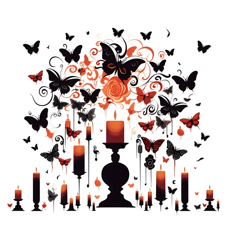 Candles with Butterflies and Flowers