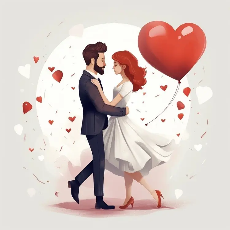 Couple Dancing with Heart Balloon
