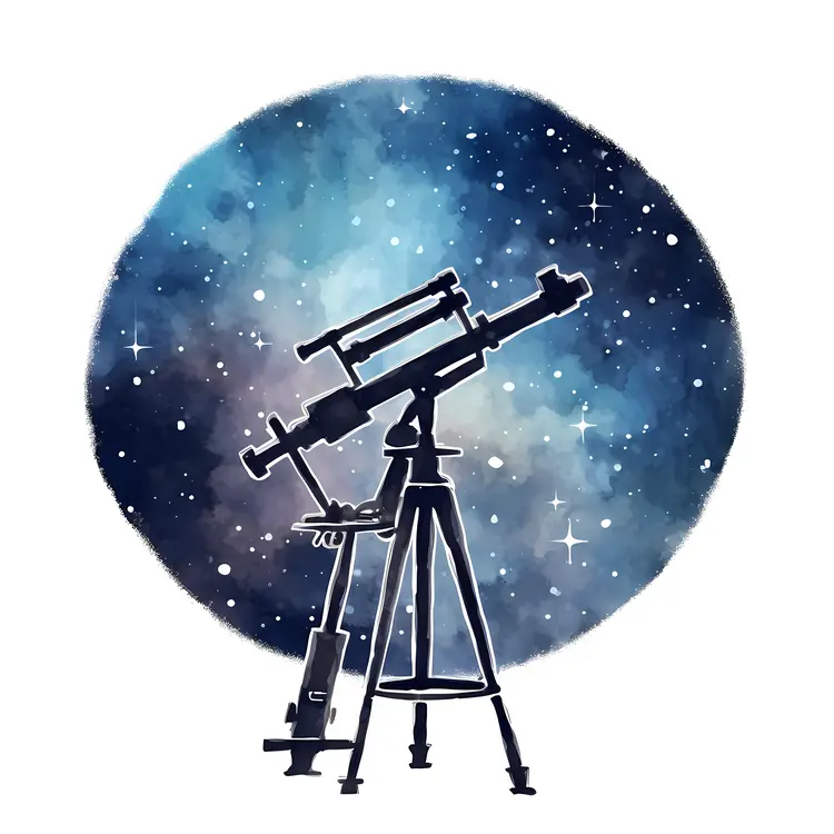 Telescope with Starry Night Background