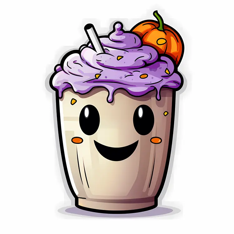 Cute Milkshake with Pumpkin Decoration