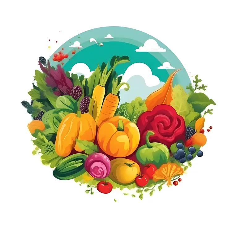 Colorful Vegetables in a Garden Harvest Scene