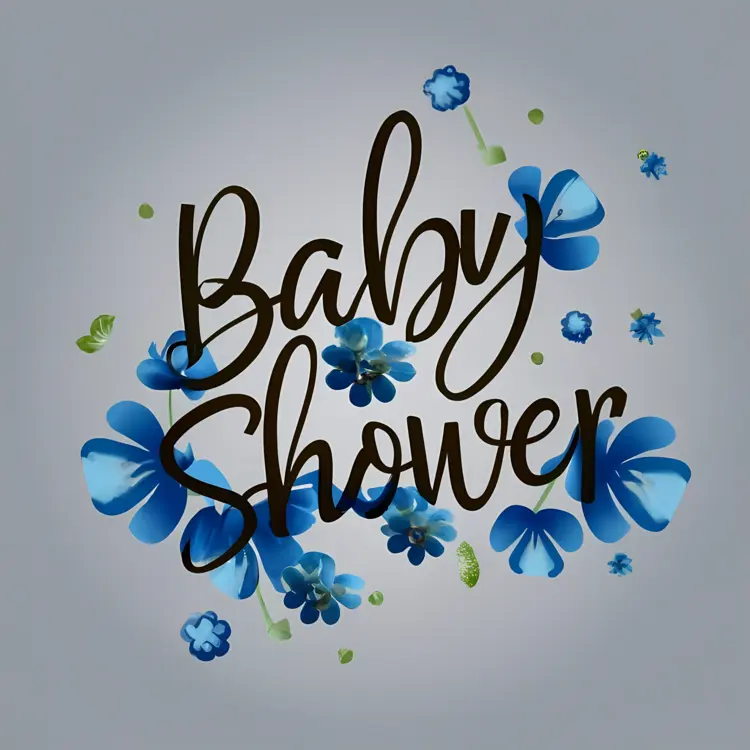 Blue Floral Baby Shower Word Art