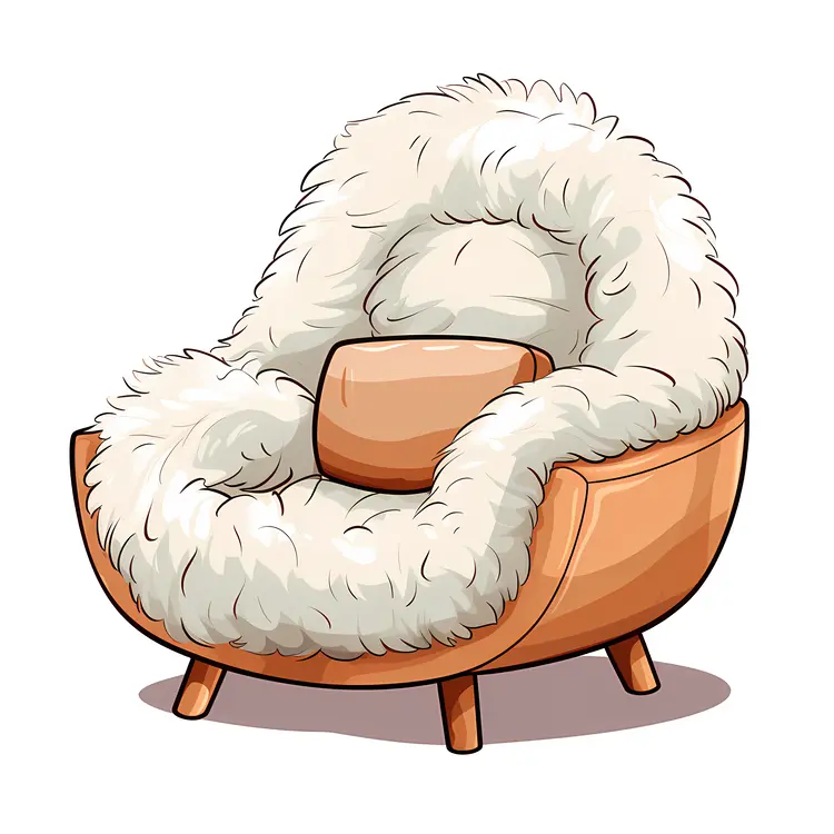 Fluffy Orange Armchair with Cushion