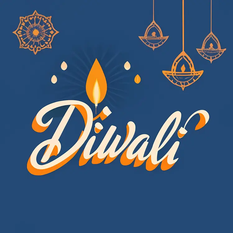 Diwali Lamp with Happy Diwali Text