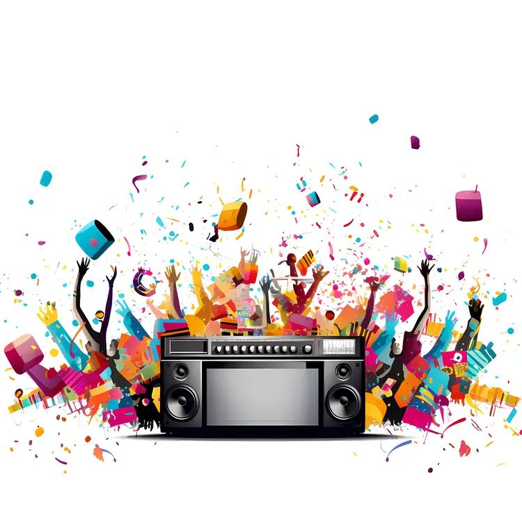 Party Radio with Colorful Background