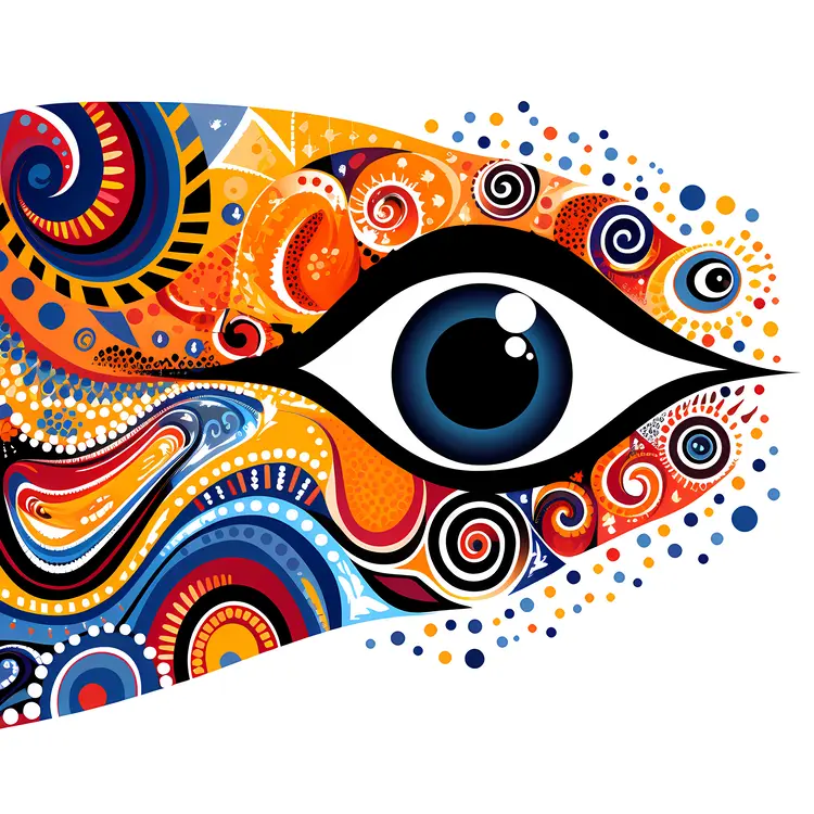 Abstract Eye with Colorful Patterns
