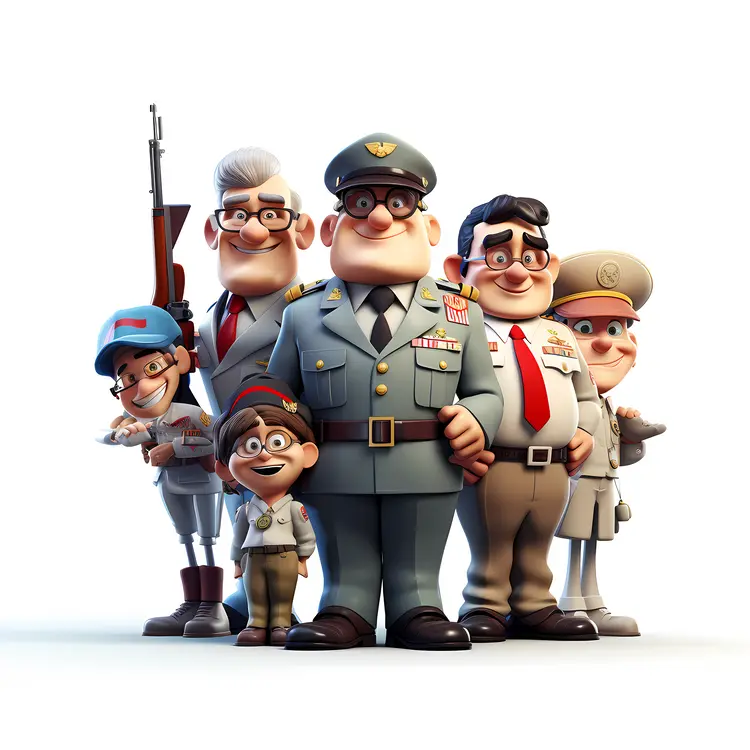 Group of Cartoon Soldiers