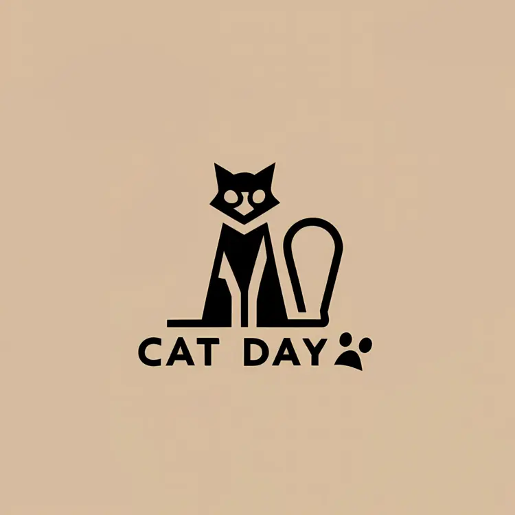 Black Cat with Text 'Cat Day'