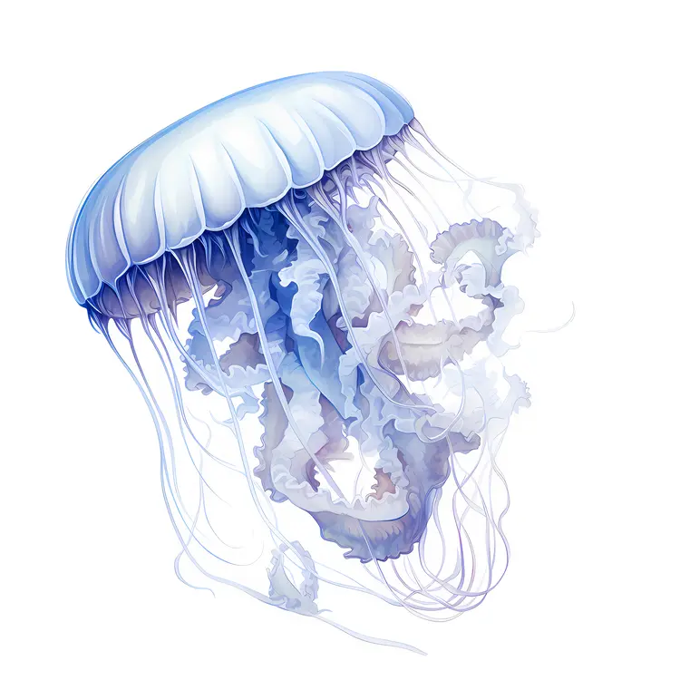 Single Blue Jellyfish Floating