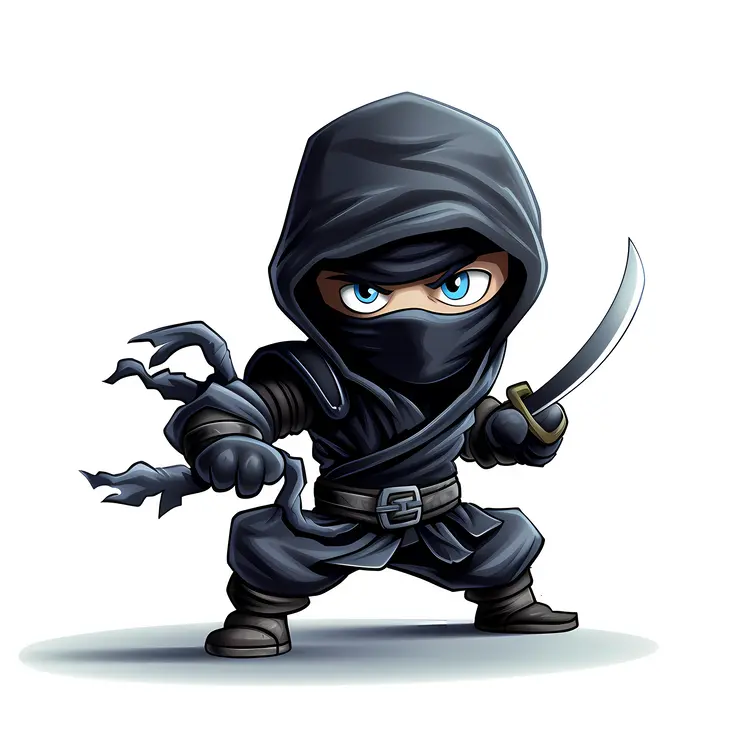 Cute Black Ninja with Sword