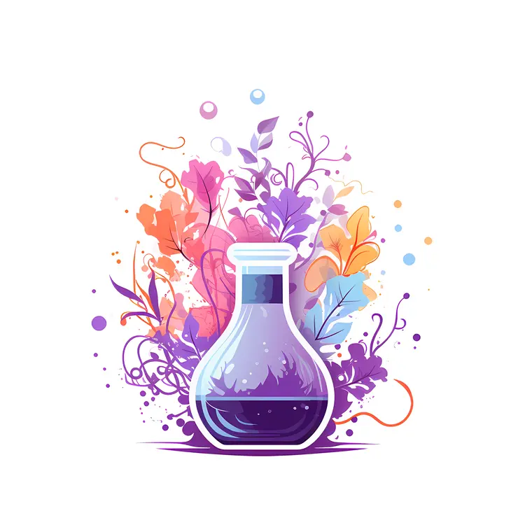 Purple Bottle with Nature Elements